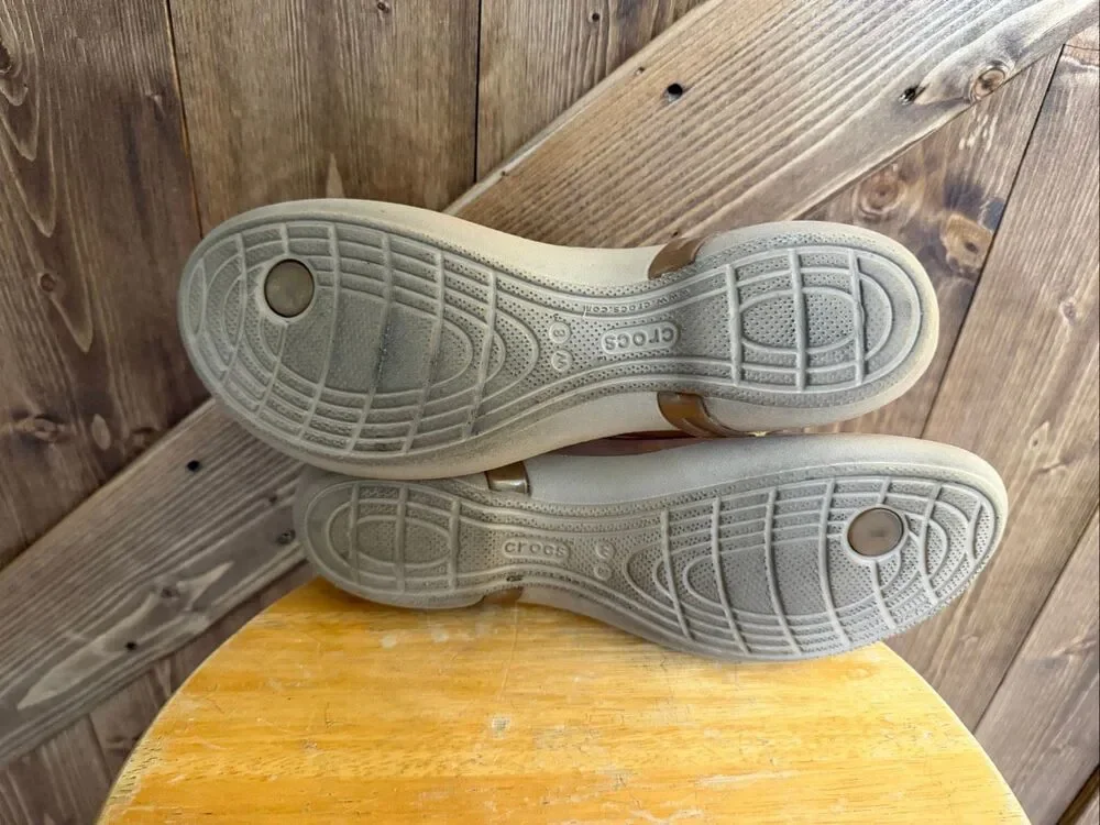Crocs Women’s T-Strap Slingback Comfort Sandals Tan Size 8 - Picture 6 of 8